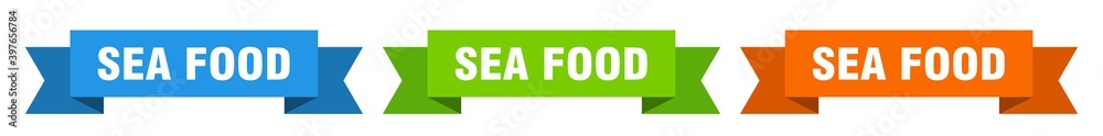 sea food ribbon. sea food isolated paper sign. banner sea food ribbon. sea food isolated paper sign. banner