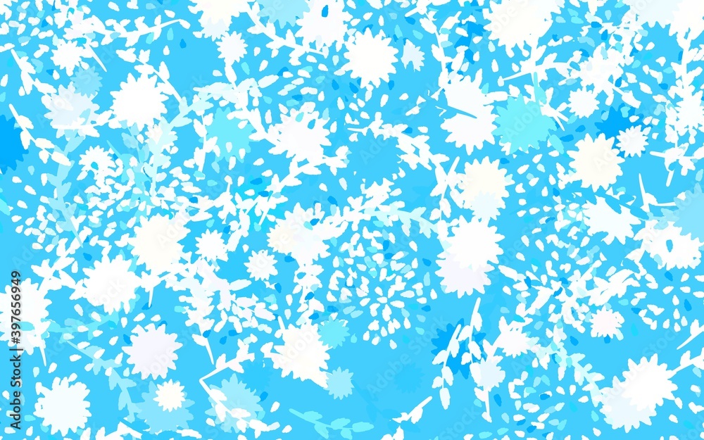 Light Blue, Yellow vector doodle backdrop with flowers