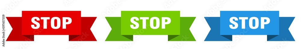 stop ribbon. stop isolated paper sign. banner stop ribbon. stop isolated paper sign. banner