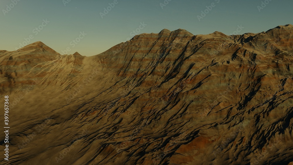 alien planet landscape, science fiction illustration, view from a beautiful planet, beautiful space background