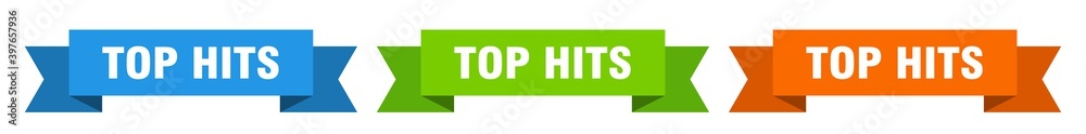 top hits ribbon. top hits isolated paper sign. banner top hits ribbon. top hits isolated paper sign. banner