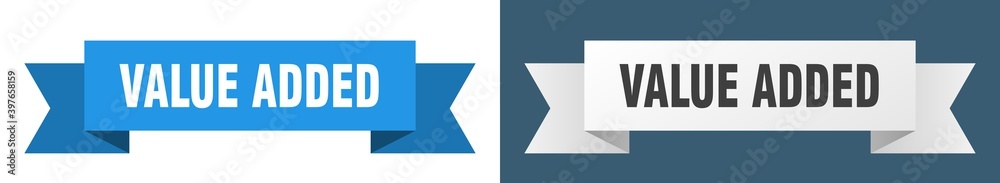 value added ribbon. value added isolated paper sign. banner value added ribbon. value added isolated paper sign. banner