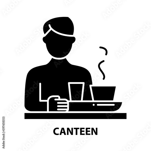 canteen icon, black vector sign with editable strokes, concept illustration