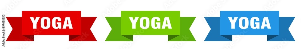 yoga ribbon. yoga isolated paper sign. banner yoga ribbon. yoga isolated paper sign. banner