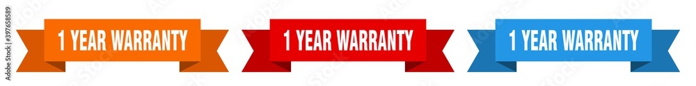 1 year warranty ribbon. 1 year warranty isolated paper sign. banner 1 year warranty ribbon. 1 year warranty isolated paper sign. banner