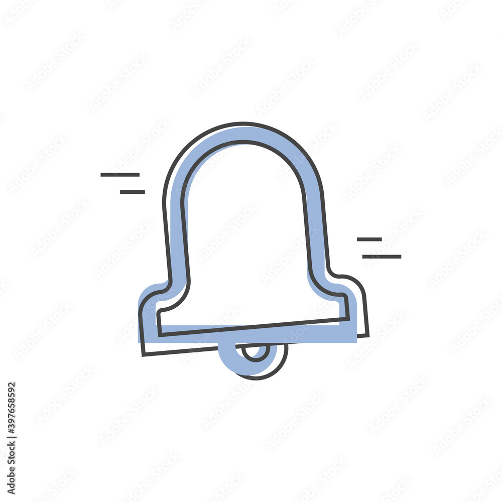 Bell icon, alarm and handbell sign cartoon style on white isolated background. Bell icon, alarm and handbell sign cartoon style on white isolated background.