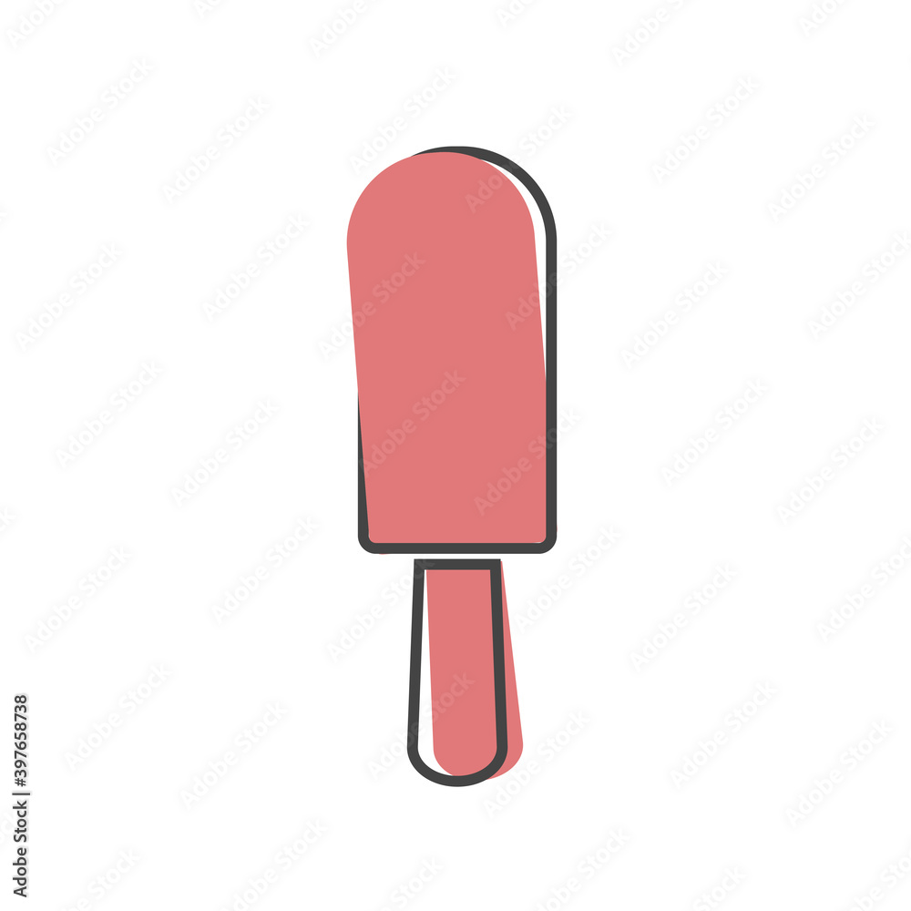Vector image of a popsicle on a stick cartoon style on white isolated background. Vector image of a popsicle on a stick cartoon style on white isolated background.