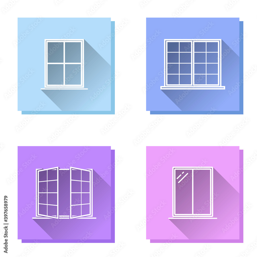 Set of open andclose window vector icon Set of open andclose window vector icon