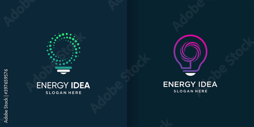 Energy idea logo template with diferent element concept Premium Vector