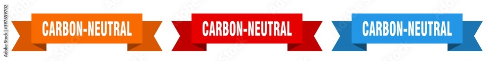 carbon-neutral ribbon. carbon-neutral isolated paper sign. banner carbon-neutral ribbon. carbon-neutral isolated paper sign. banner