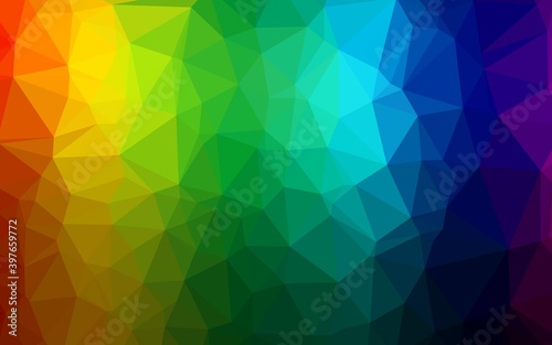 Dark Multicolor  Rainbow vector abstract polygonal layout.