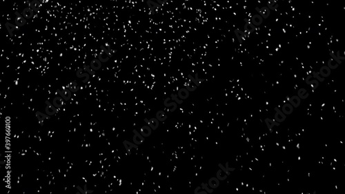 Snow Falling on the black background. 3d FX