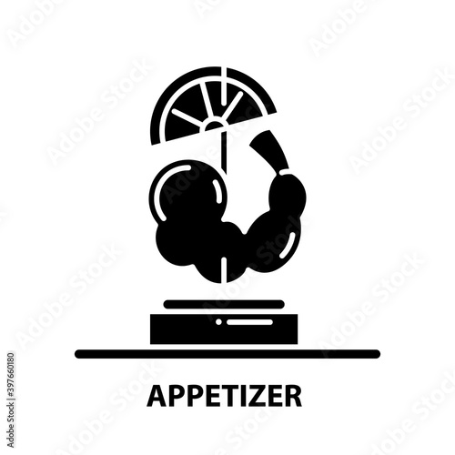 appetizer icon, black vector sign with editable strokes, concept illustration