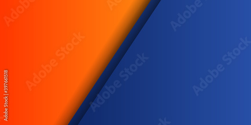 High contrast blue and orange white glossy stripes. Abstract tech graphic banner design. Vector corporate background