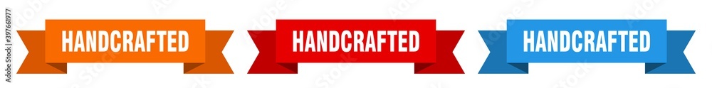 hand crafted ribbon. hand crafted isolated paper sign. banner
