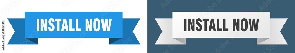 install now ribbon. install now isolated paper sign. banner install now ribbon. install now isolated paper sign. banner