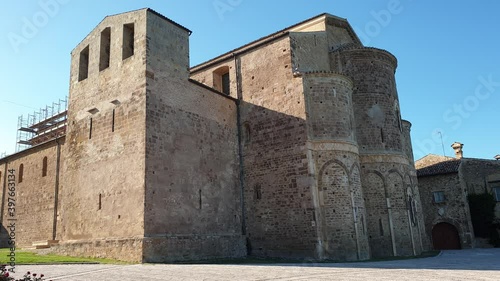 St. John in Venus abbey with three apses and bell tower. Fossacesia, Italy photo