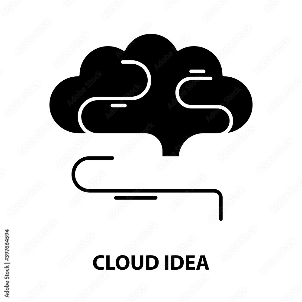 cloud idea icon, black vector sign with editable strokes, concept illustration cloud idea icon, black vector sign with editable strokes, concept illustration