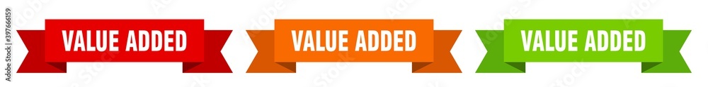 value added ribbon. value added isolated paper sign. banner value added ribbon. value added isolated paper sign. banner