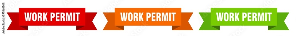 work permit ribbon. work permit isolated paper sign. banner work permit ribbon. work permit isolated paper sign. banner