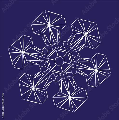 snowflake close-up. Christmas symbol, Vector
