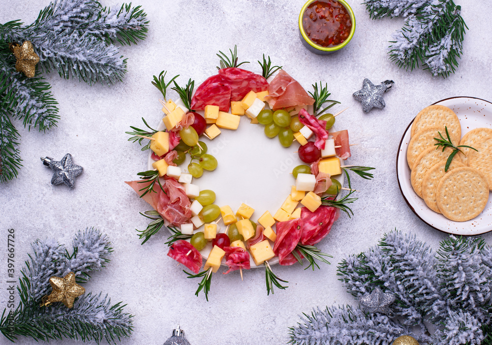 Appetizers in shape of Christmas wreath Appetizers in shape of Christmas wreath