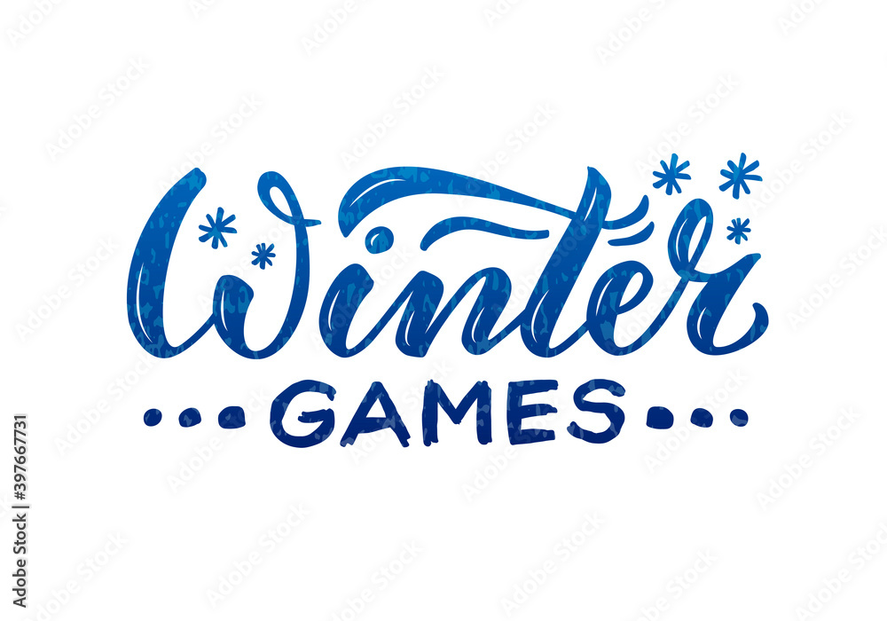 Vector illustration of winter games lettering for banner, poster, greeting card, shop advertisement, souvenirs, stickers, clothes design. Handwritten text for web or print
Vector illustration of winter games lettering for banner, poster, greeting card, shop advertisement, souvenirs, stickers, clothes design. Handwritten text for web or print