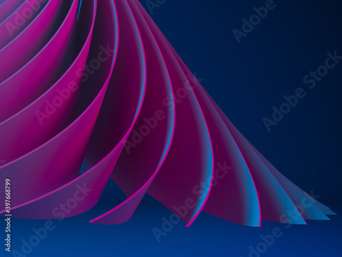 Abstract digital design pattern, neon colored 3d object photo