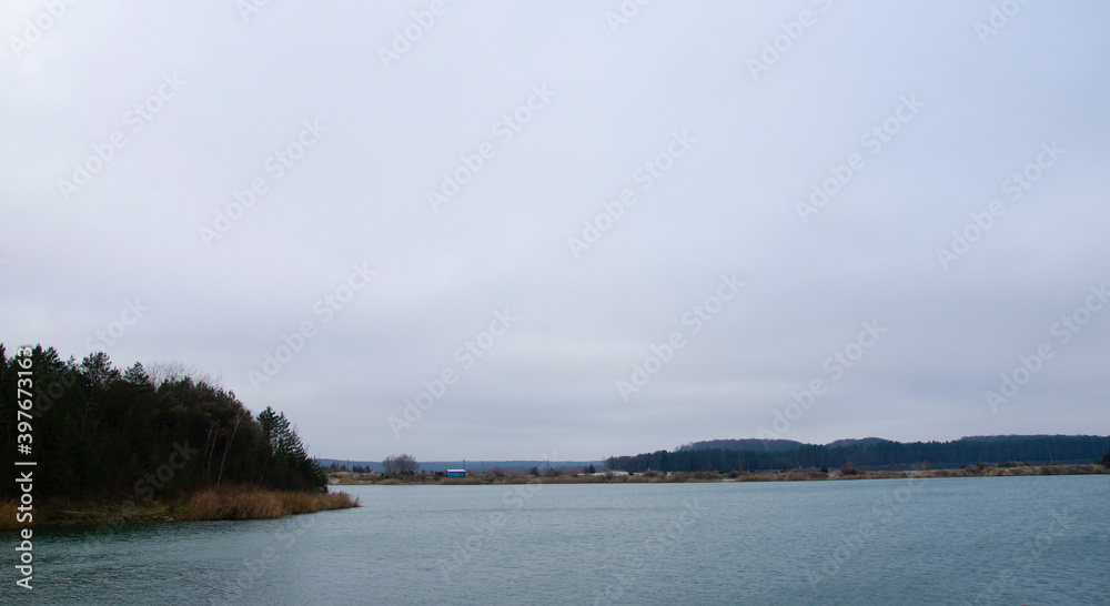Cloudy view of the lake