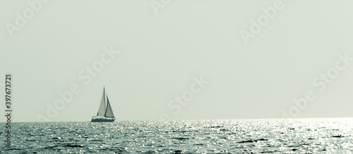classic seascape with foreground shallow focus