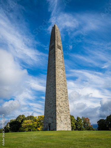 Bennington Monument with cloudy blue sky on the background