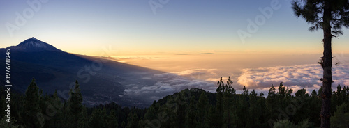 Sunset view of Teide mountain from Chipeque lookout in Tenerife (Spain) photo