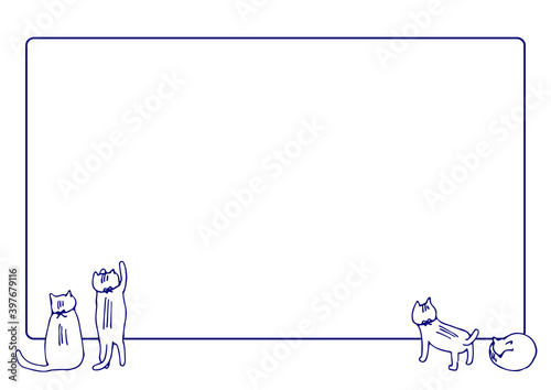 猫たちがイタズラするテキストフレーム(横)