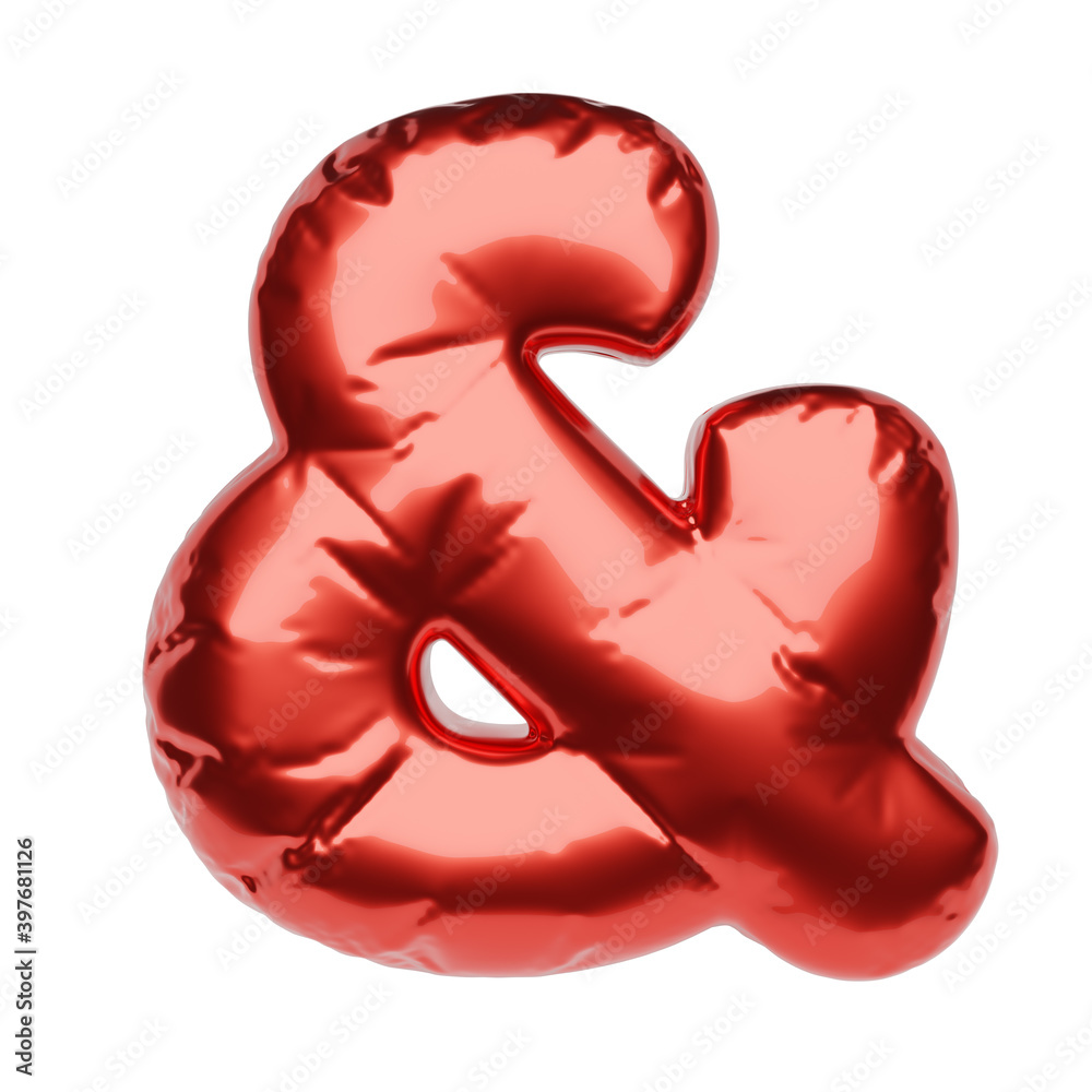 And or ampersand symbol made of red balloon isolated. 3D rendering illustration. And or ampersand symbol made of red balloon isolated. 3D rendering illustration.