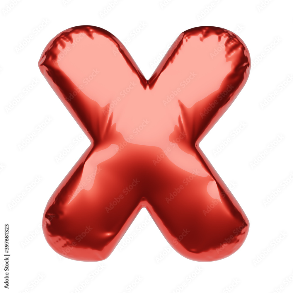 Letter X made of red balloon isolated on white. 3D rendering illustration. Letter X made of red balloon isolated on white. 3D rendering illustration.
