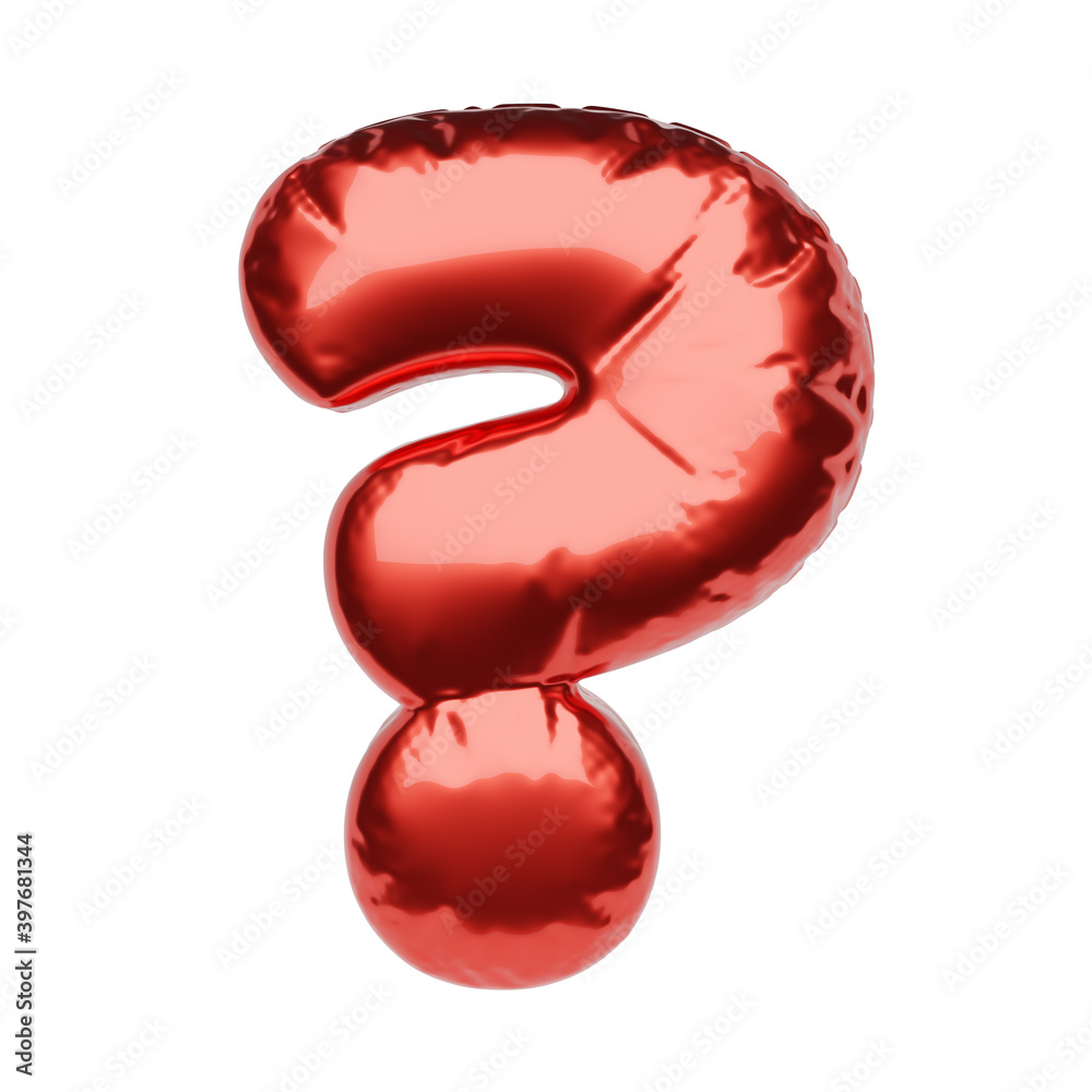 Question mark made of red balloon isolated on white. 3D rendering illustration. Question mark made of red balloon isolated on white. 3D rendering illustration.