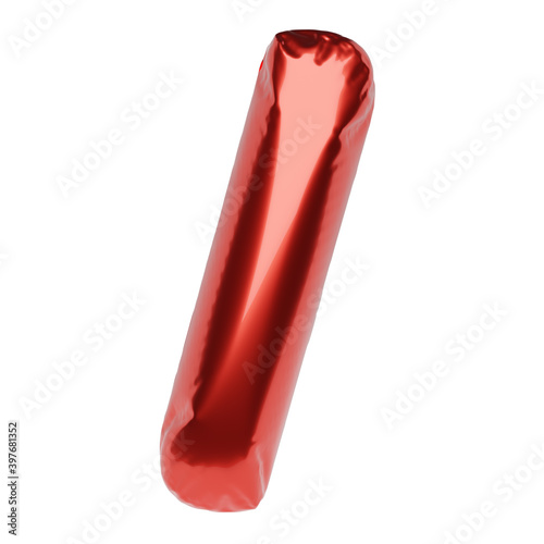 Slash mark made of red balloon isolated on white. 3D rendering illustration.