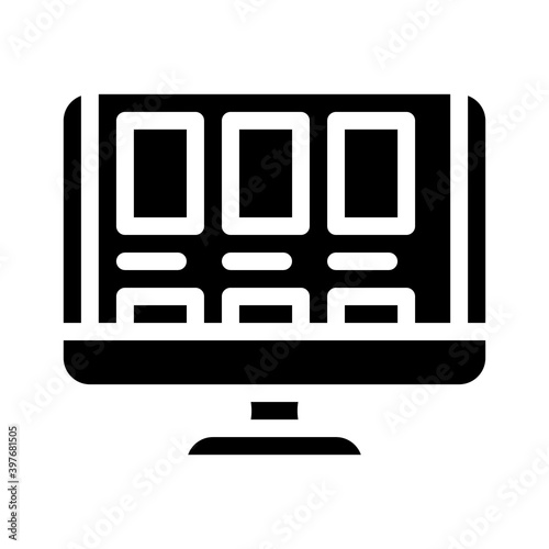 choosing online book glyph icon vector illustration