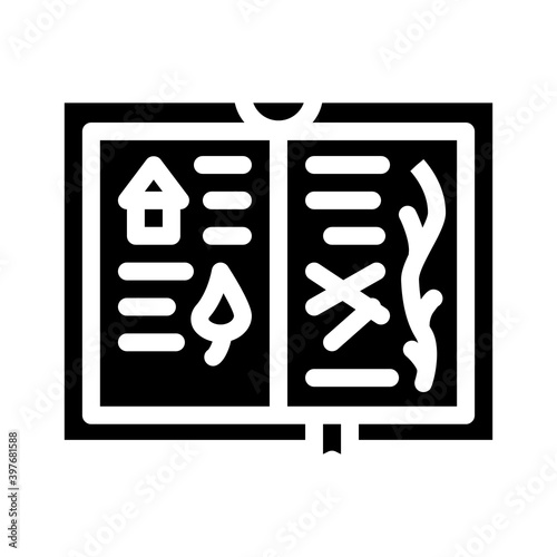 sketch book glyph icon vector illustration black