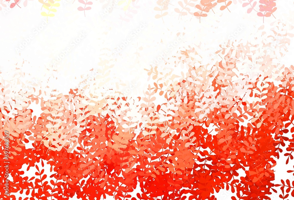 Obraz premium Light Red vector natural backdrop with leaves.