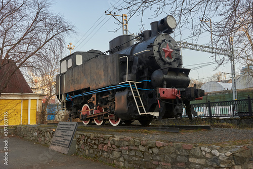 03.11.2020 year. Perm city, Steam locomotive 9P-752 in the city of Perm near the Perm station 1 