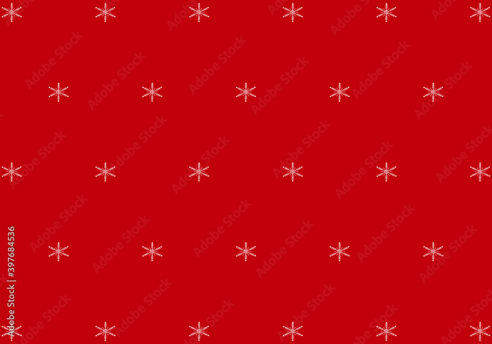 Decoración navideña con copos de nieve o estrellas sobre fondo rojo