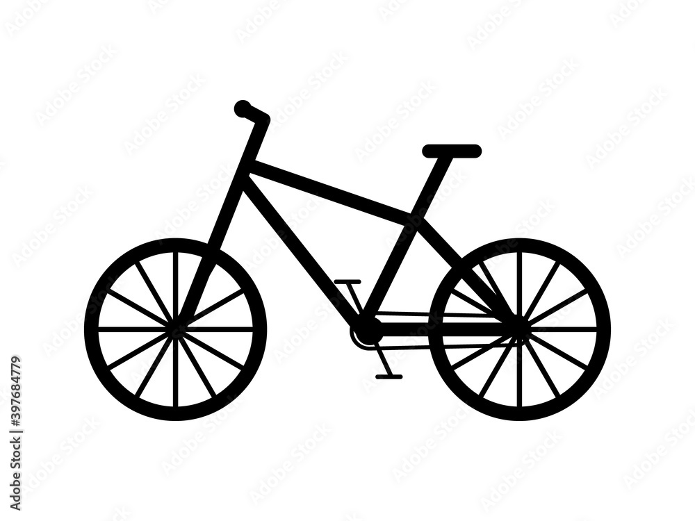 Walking bike icon. Black wheeled transport with reinforced frame and semi slick tires active sports and tourist trips out town high speed adventures and delivery work healthy lifestyle vector.