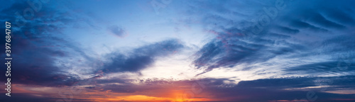 Fototapeta Naklejka Na Ścianę i Meble -  Panoramic shot of a beautiful sky at sunset.