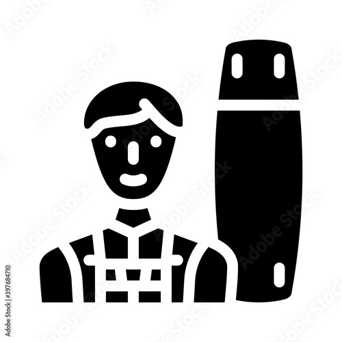 wakeboarding sport glyph icon vector illustration black