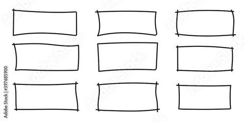 Hand drawn doodle rectangle frames, Text box and frames.