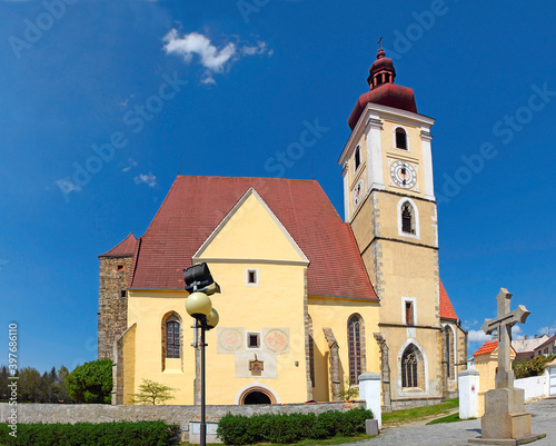 Town Trhove Sviny, the church of the Assumption of Virgin Mary with three naves, which is one of the most precious buildings of the late South Bohemian Gothic period. Czech Republic photo