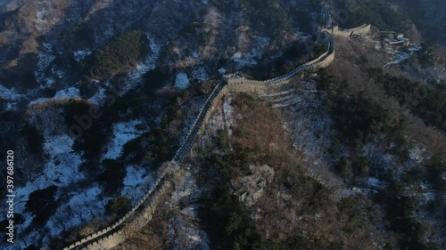 Aerial photography of the ancient Great Wall of China