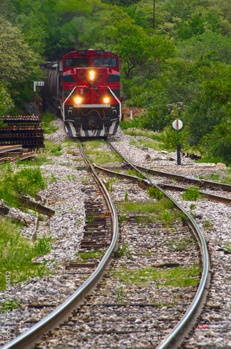 Ferrocarril mexicano en paisaje, Jalisco, México