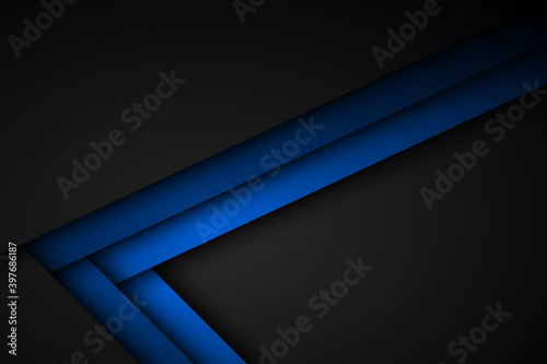 Abstact blue line vector background. Triangle overlap layers on black background with free space for your design